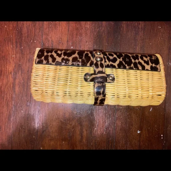 J crew leopard and rattan wicker clutch - Picture 4 of 7